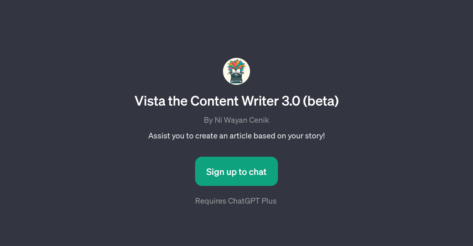 Vista the Content Writer 3.0 (beta)