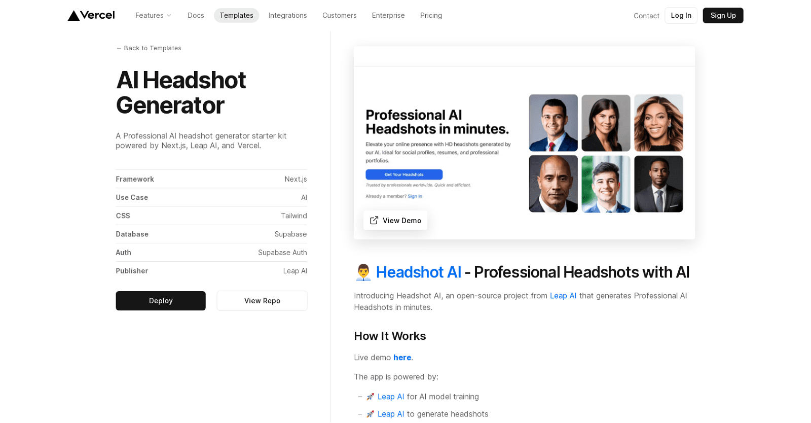 AI Headshot Generator-Vercel