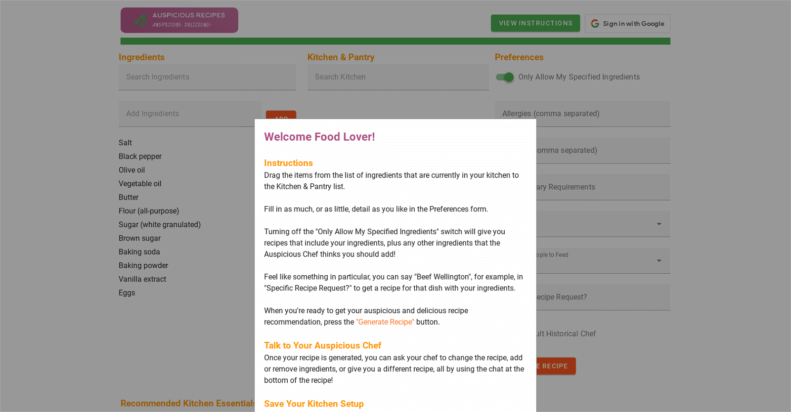 Auspicious Recipes