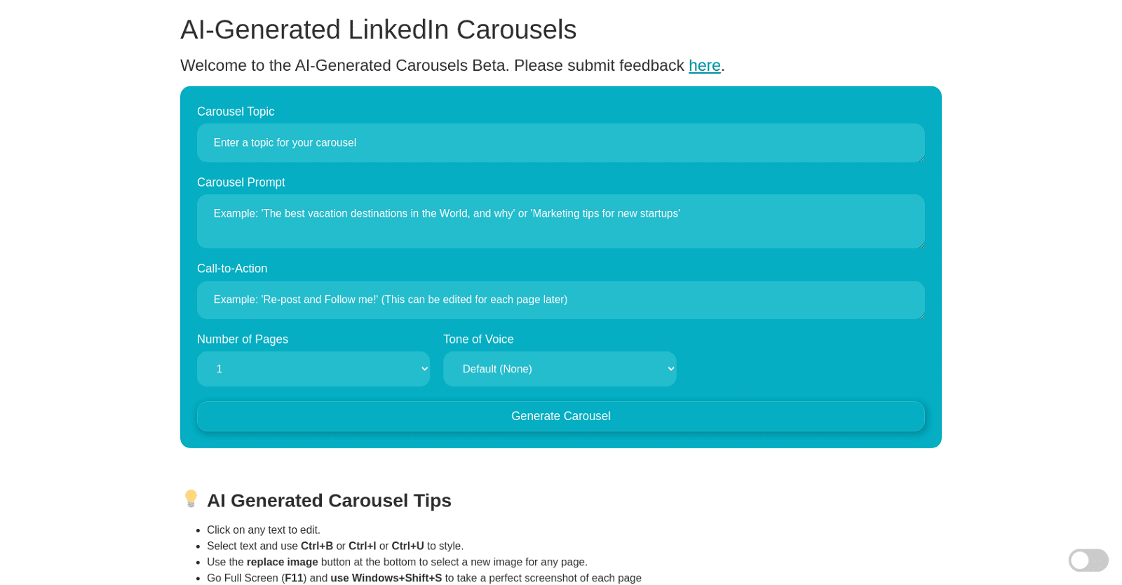 Carousel Generator