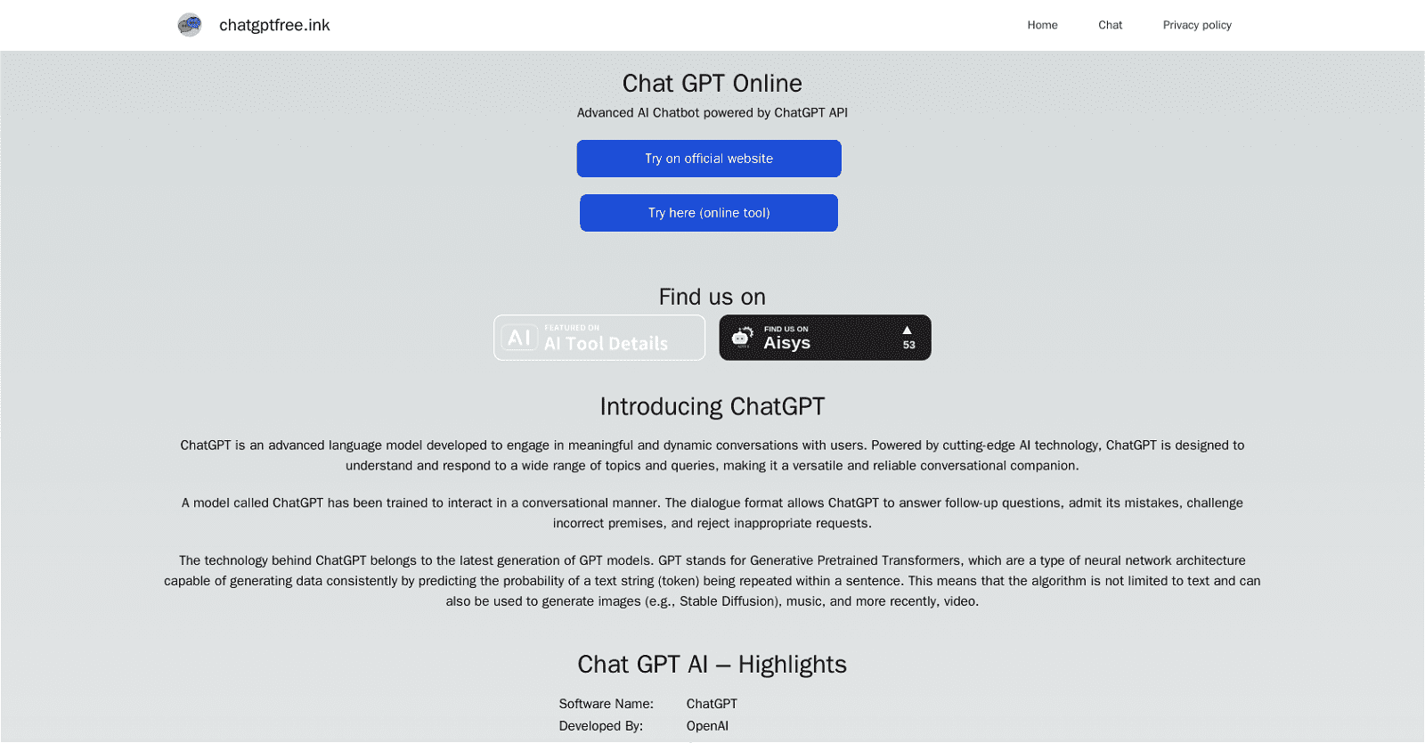 ChatGPT Free