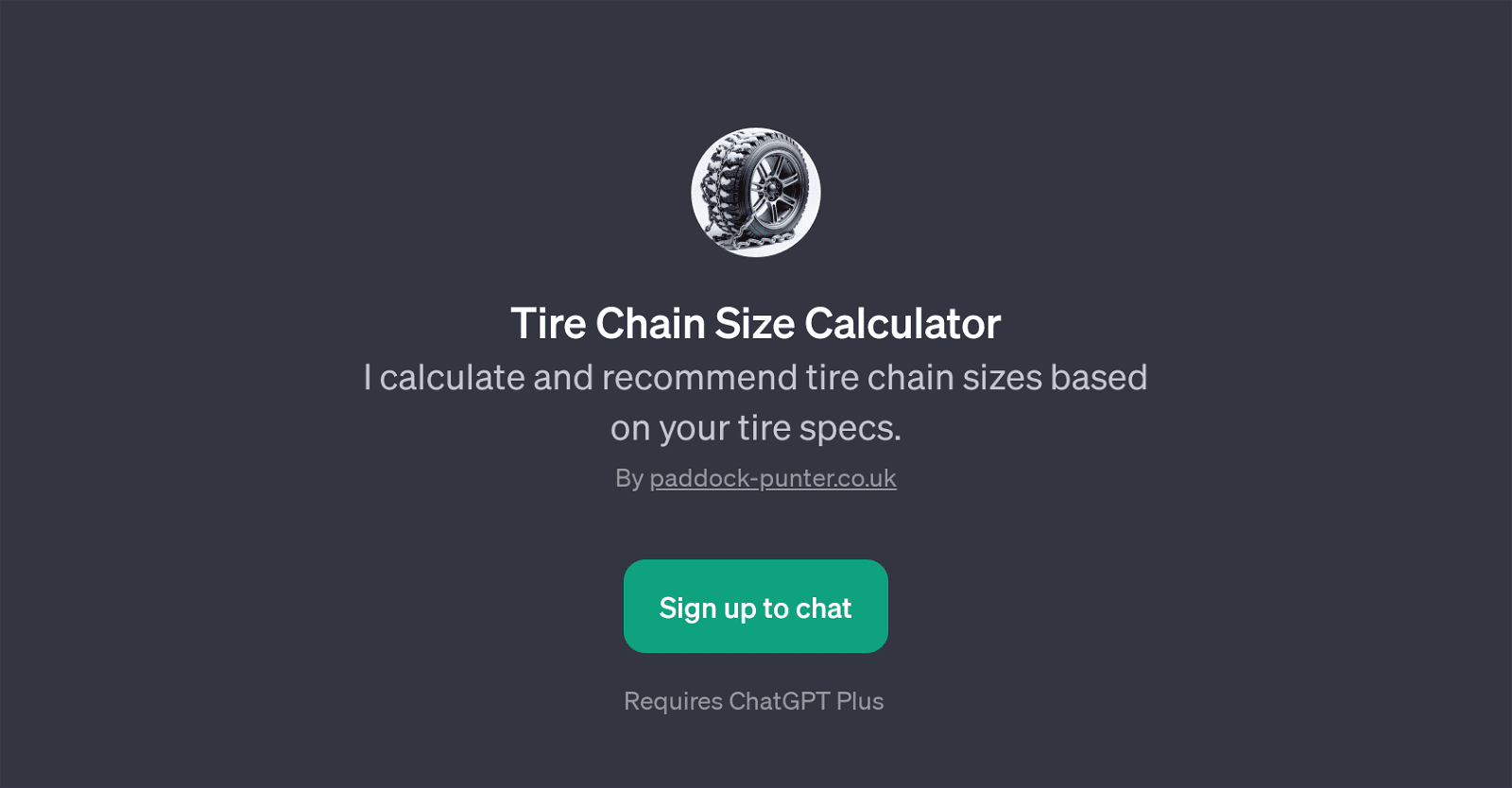 Tire Chain Size Calculator