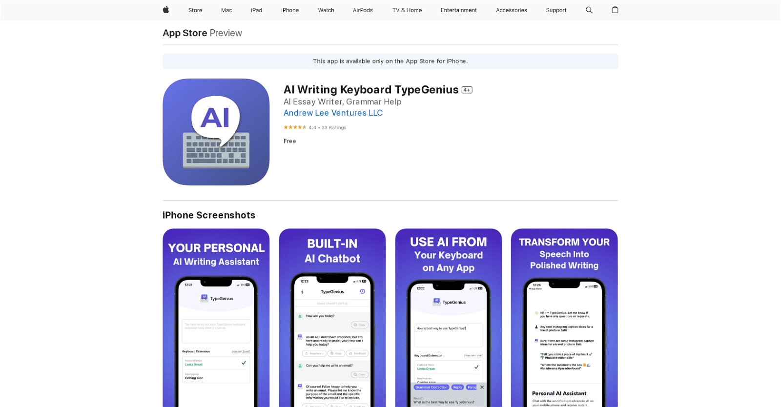 AI Writing Keyboard TypeGenius