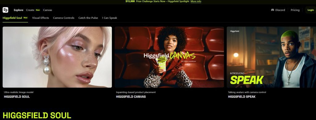 Higgsfield AI Homepage